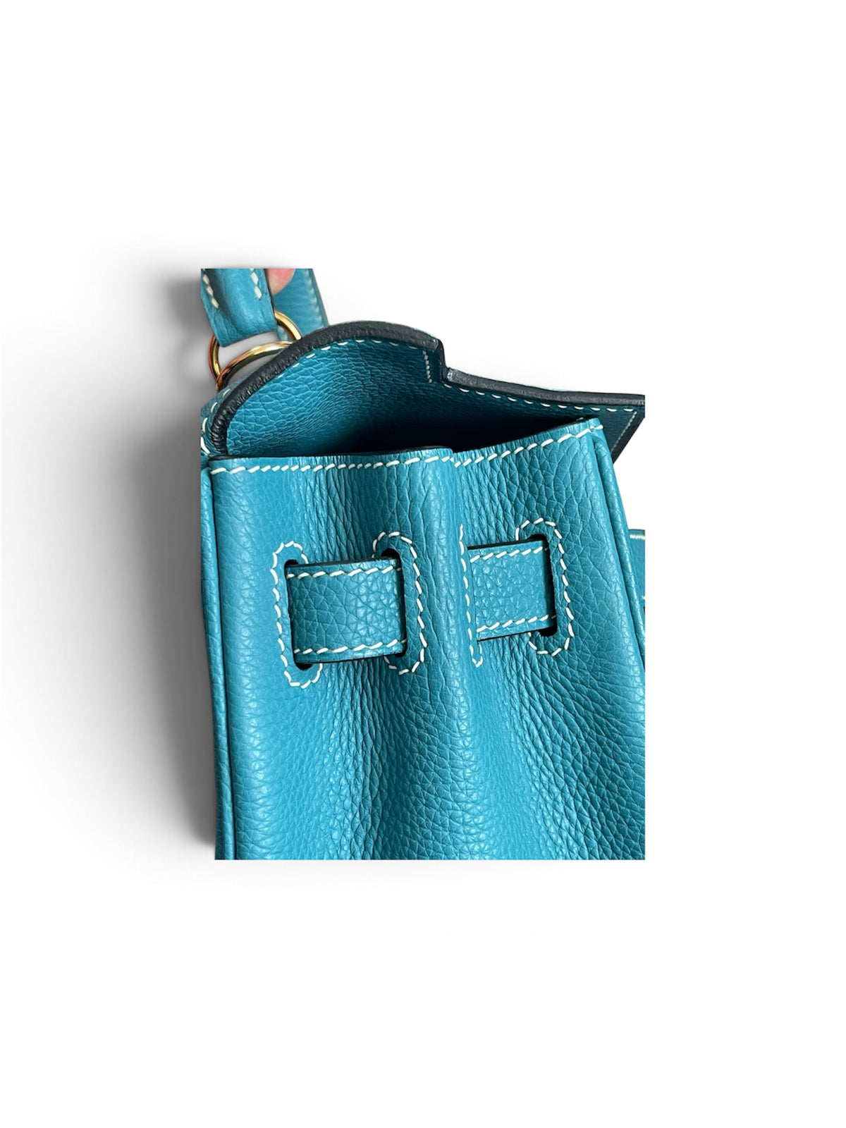 Structured Top-Handle Bag - Teal Togo Leather - Gold Hardware - Strap, Lock & Key