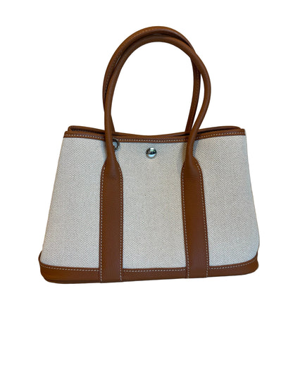 Genuine Togo Leather Open Top Weekender Tote with Strap & Pouch