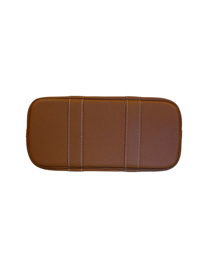 Genuine Togo Leather Open Top Weekender Tote with Strap & Pouch