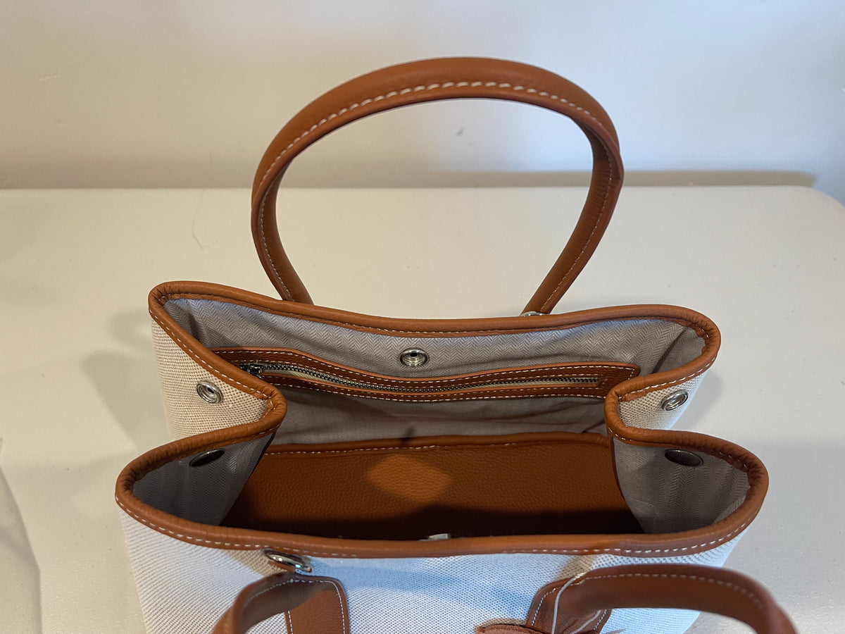 Genuine Togo Leather Open Top Weekender Tote with Strap & Pouch