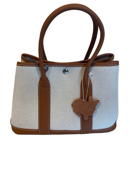 Genuine Togo Leather Open Top Weekender Tote with Strap & Pouch