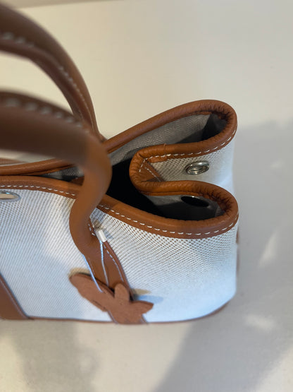 Genuine Togo Leather Open Top Weekender Tote with Strap & Pouch