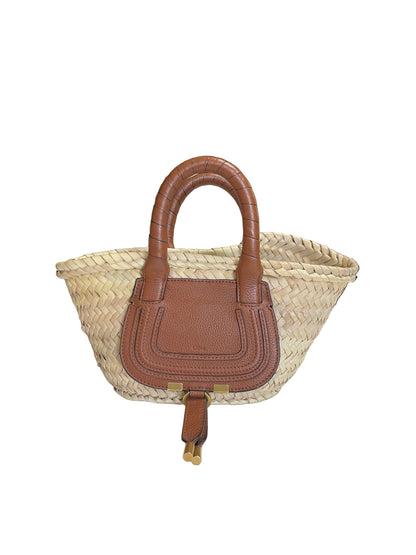 Chloé Marcie Raffia Basket Tote with Leather Panel, Pre-Loved
