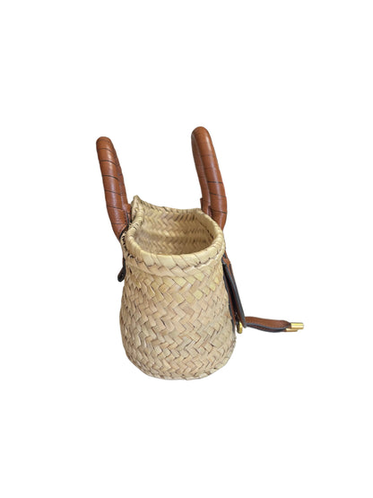 Chloé Marcie Raffia Basket Tote with Leather Panel, Pre-Loved
