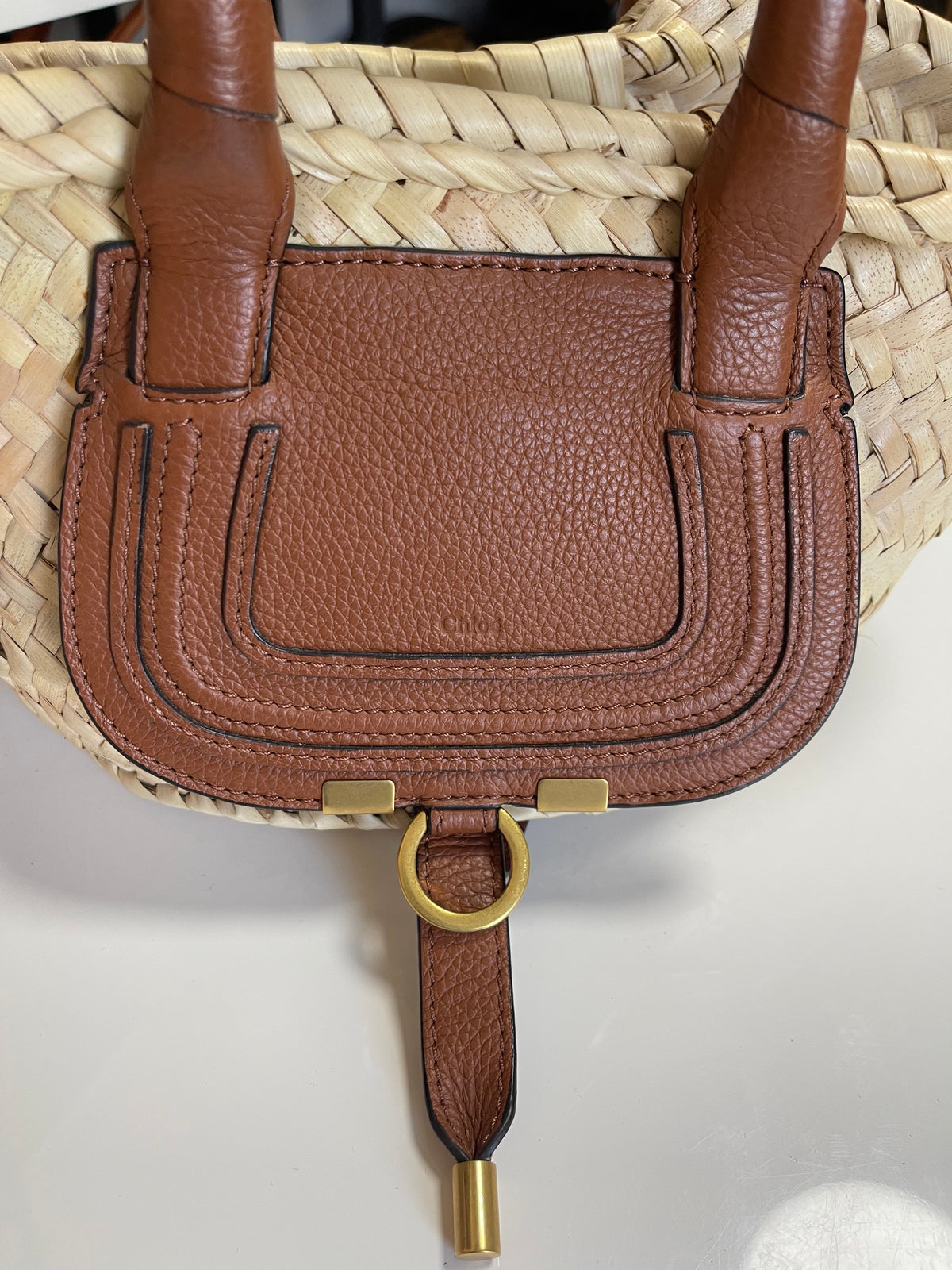 Chloé Marcie Raffia Basket Tote with Leather Panel, Pre-Loved