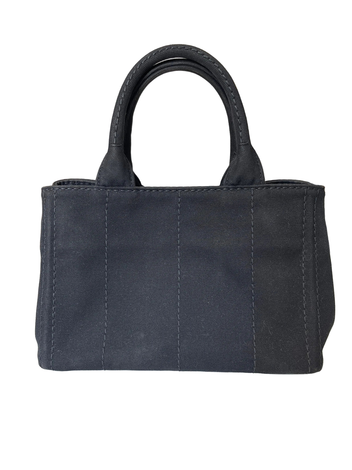Prada Canapa Black Canvas Tote with Logo Print, Pre-Owned