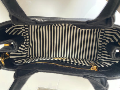 Prada Canapa Black Canvas Tote with Logo Print, Pre-Owned