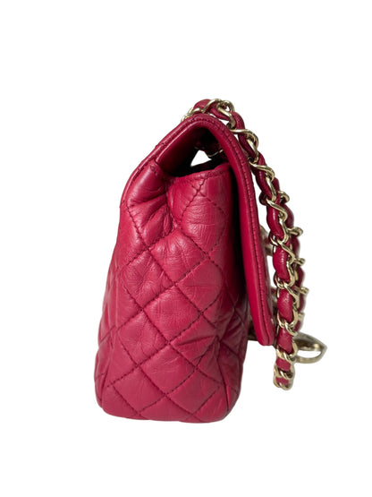 Chanel Red Quilted Leather Flap Shoulder Bag with Heart Charms, Gold Hardware, Pre-Owned