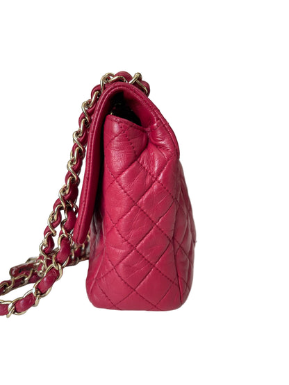 Chanel Red Quilted Leather Flap Shoulder Bag with Heart Charms, Gold Hardware, Pre-Owned