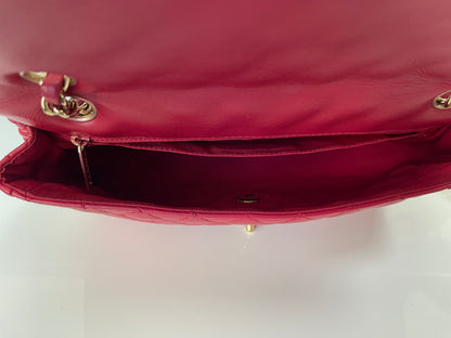 Chanel Red Quilted Leather Flap Shoulder Bag with Heart Charms, Gold Hardware, Pre-Owned
