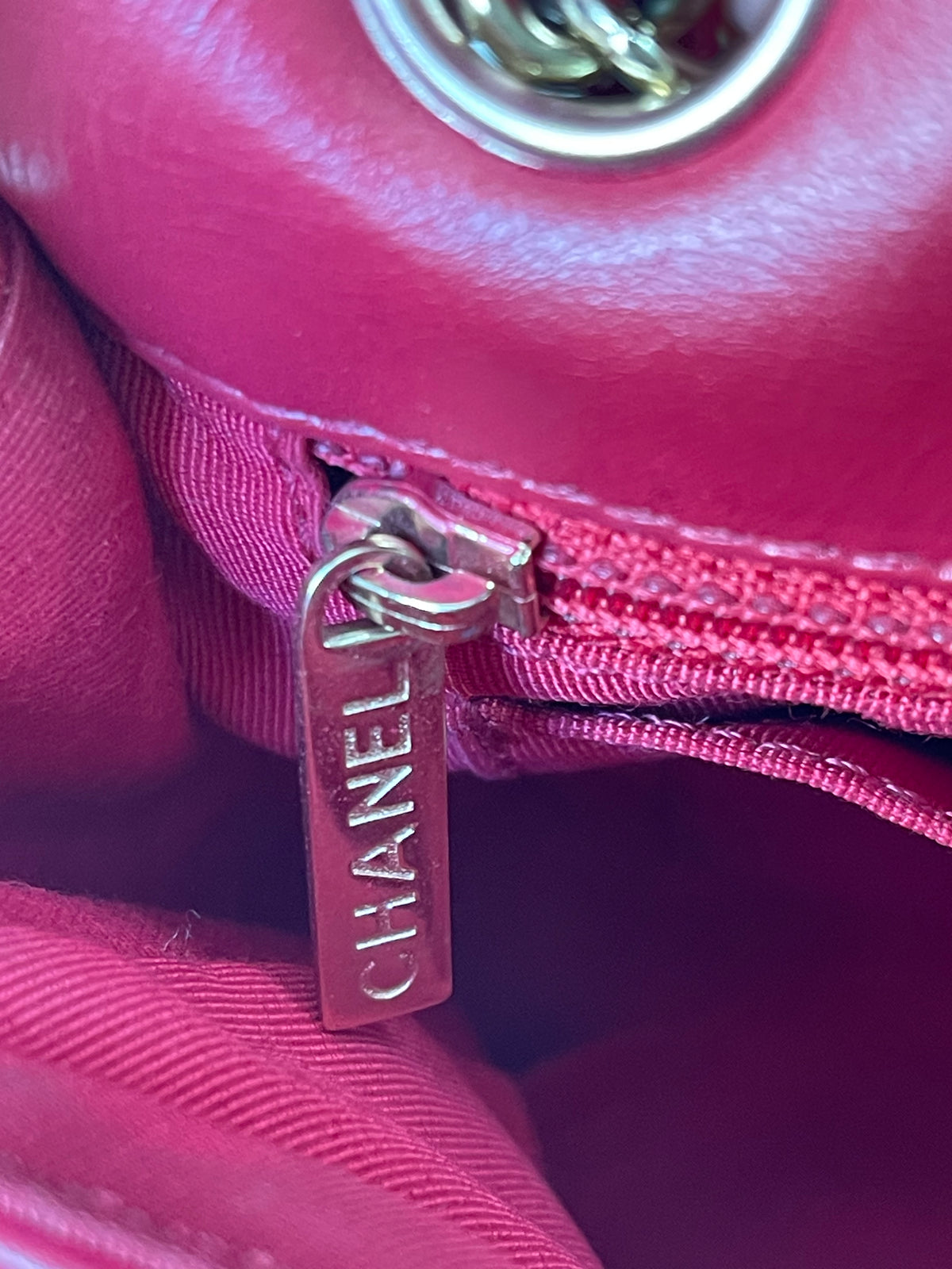 Chanel Red Quilted Leather Flap Shoulder Bag with Heart Charms, Gold Hardware, Pre-Owned