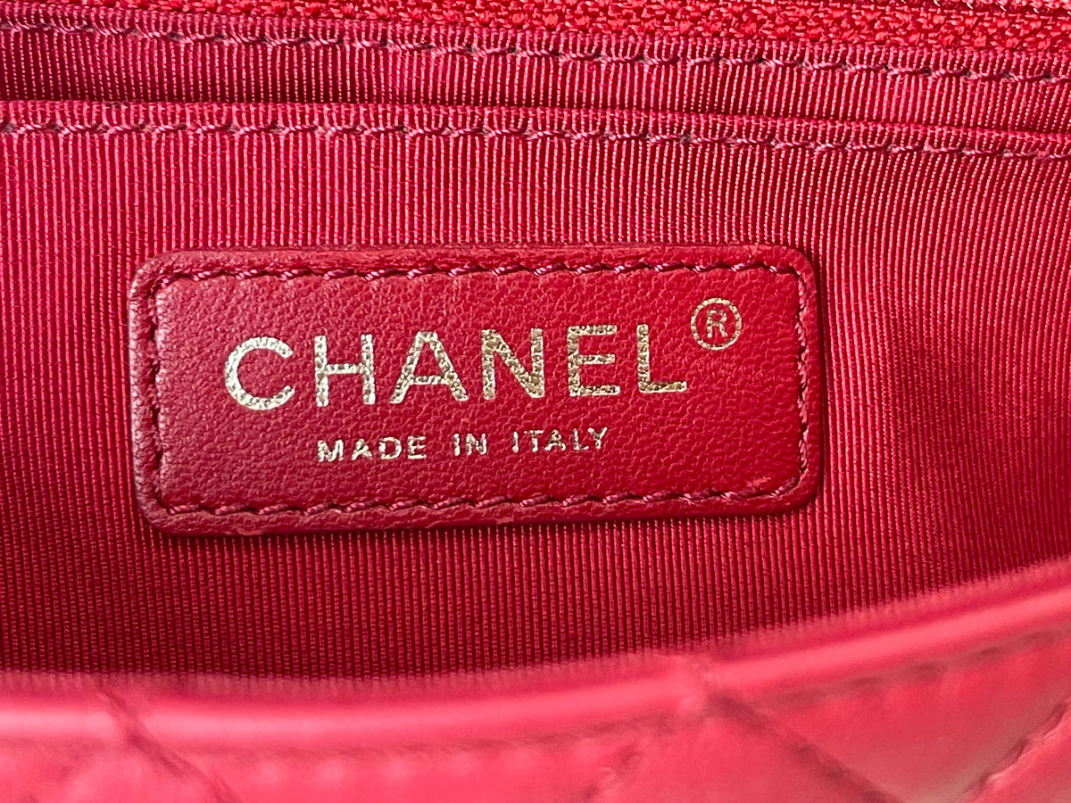 Chanel Red Quilted Leather Flap Shoulder Bag with Heart Charms, Gold Hardware, Pre-Owned