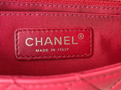 Chanel Red Quilted Leather Flap Shoulder Bag with Heart Charms, Gold Hardware, Pre-Owned