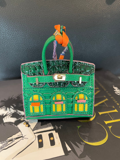 Mini House Handmade Bag Charm with Scarf