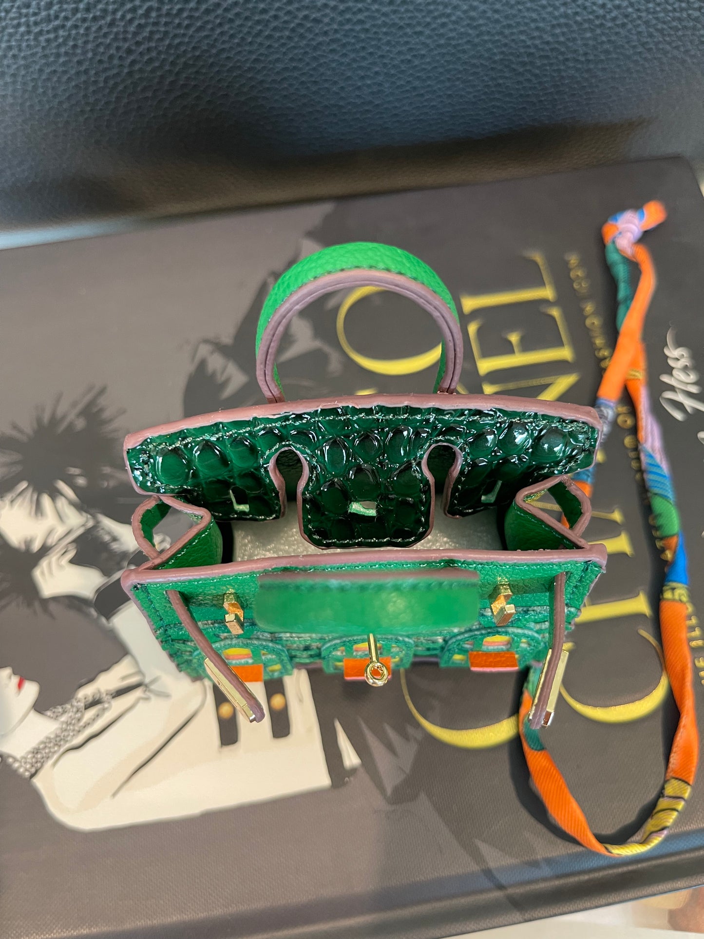 Mini House Handmade Bag Charm with Scarf