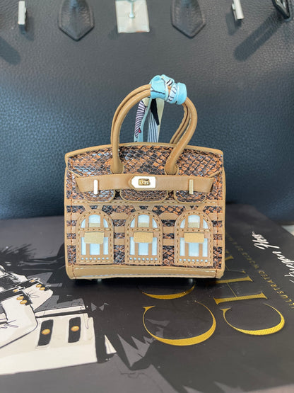 Mini House Handmade Bag Charm with Scarf
