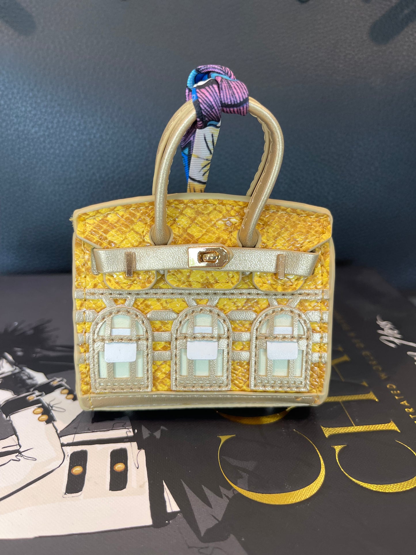 Mini House Handmade Bag Charm with Scarf