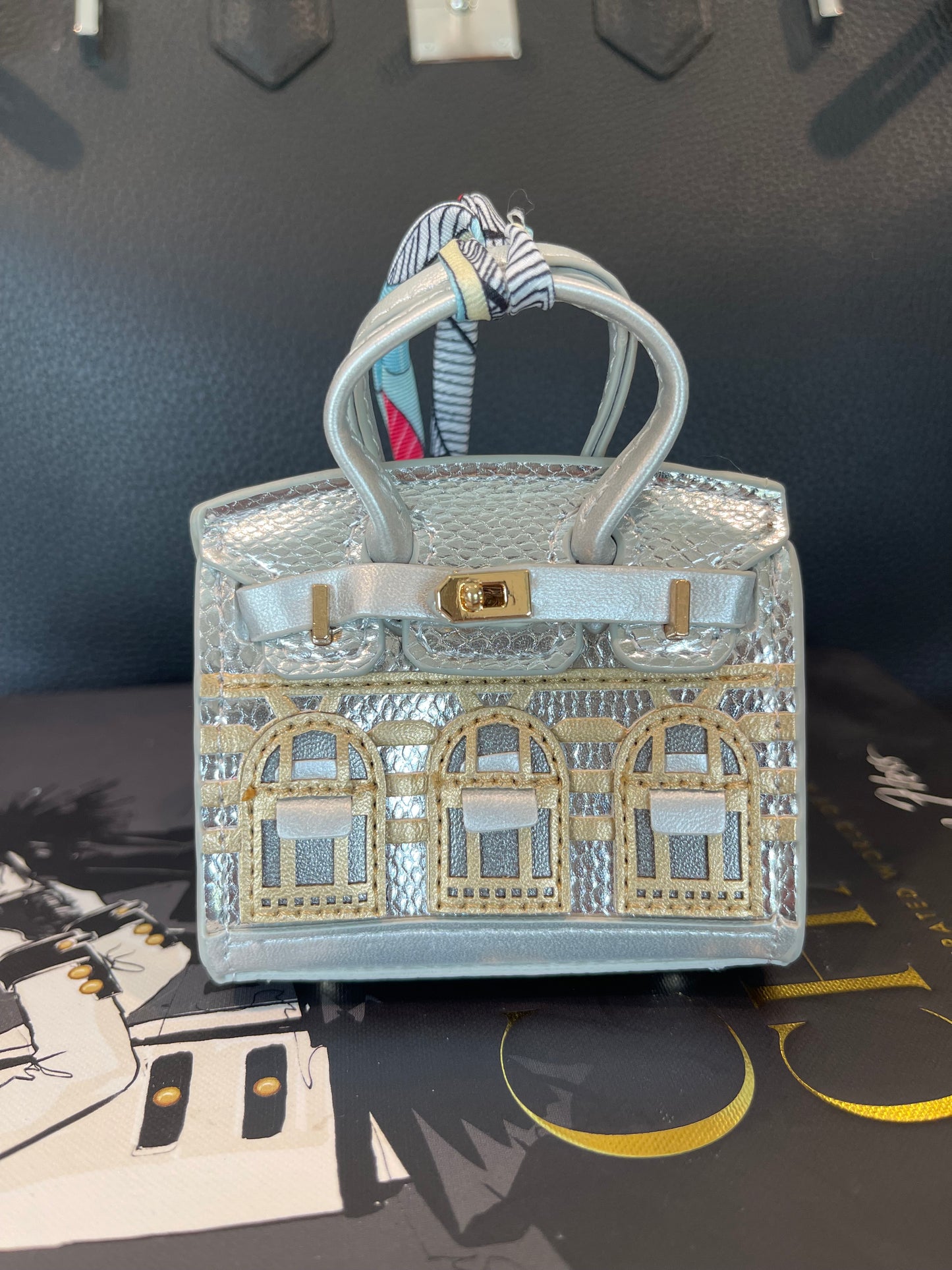 Mini House Handmade Bag Charm with Scarf