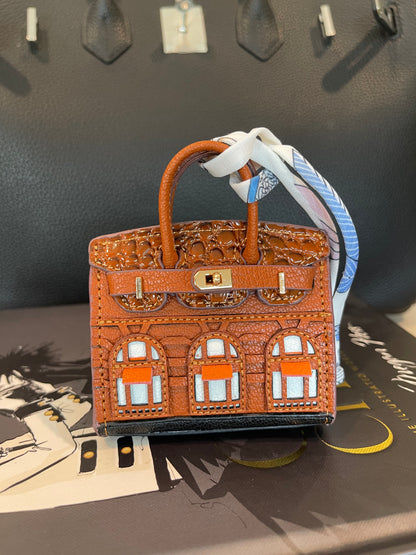 Mini House Handmade Bag Charm with Scarf