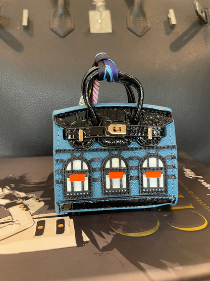 Mini House Handmade Bag Charm with Scarf