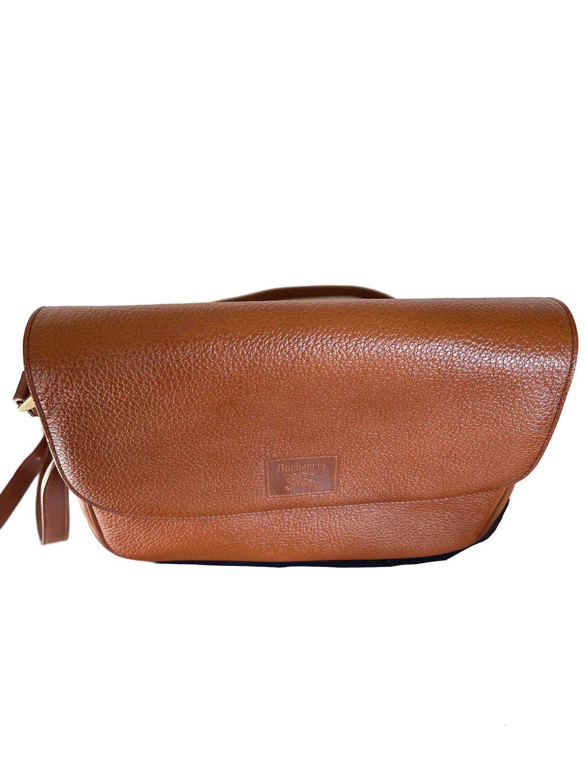 Vintage Burberry Pebbled Leather Flap Shoulder Bag, Tan, Pre-Loved