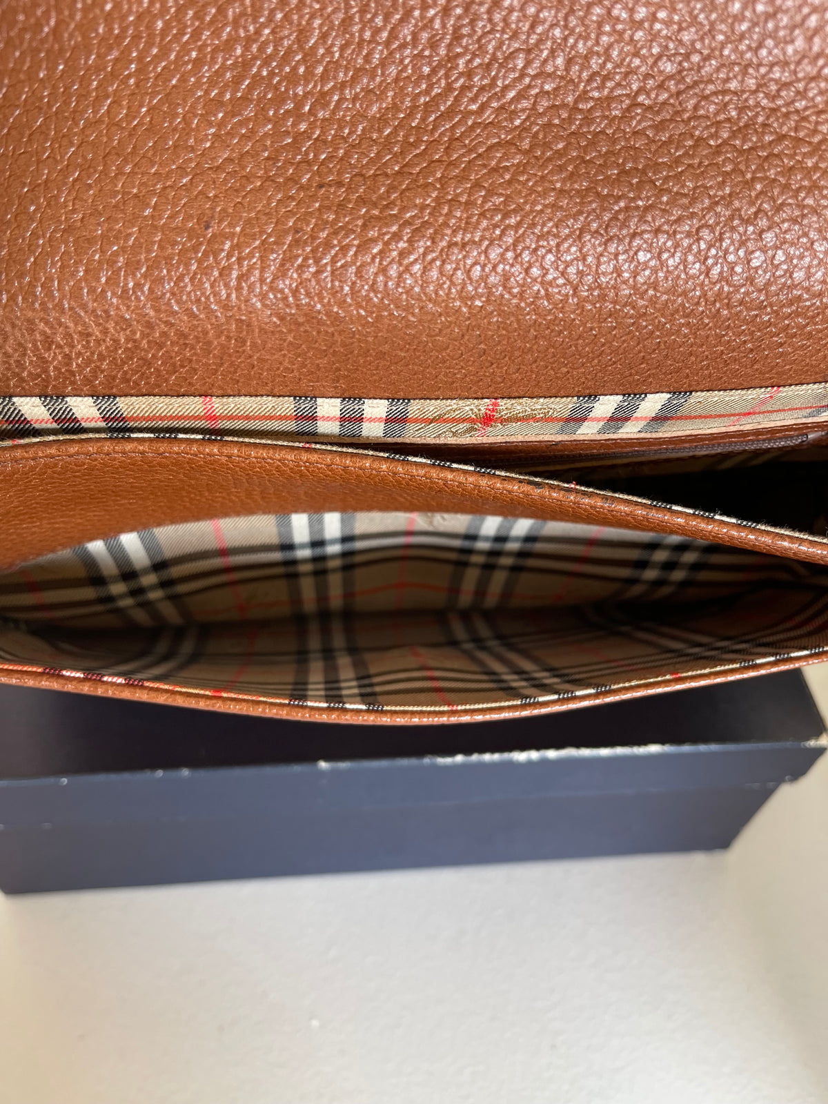 Vintage Burberry Pebbled Leather Flap Shoulder Bag, Tan, Pre-Loved