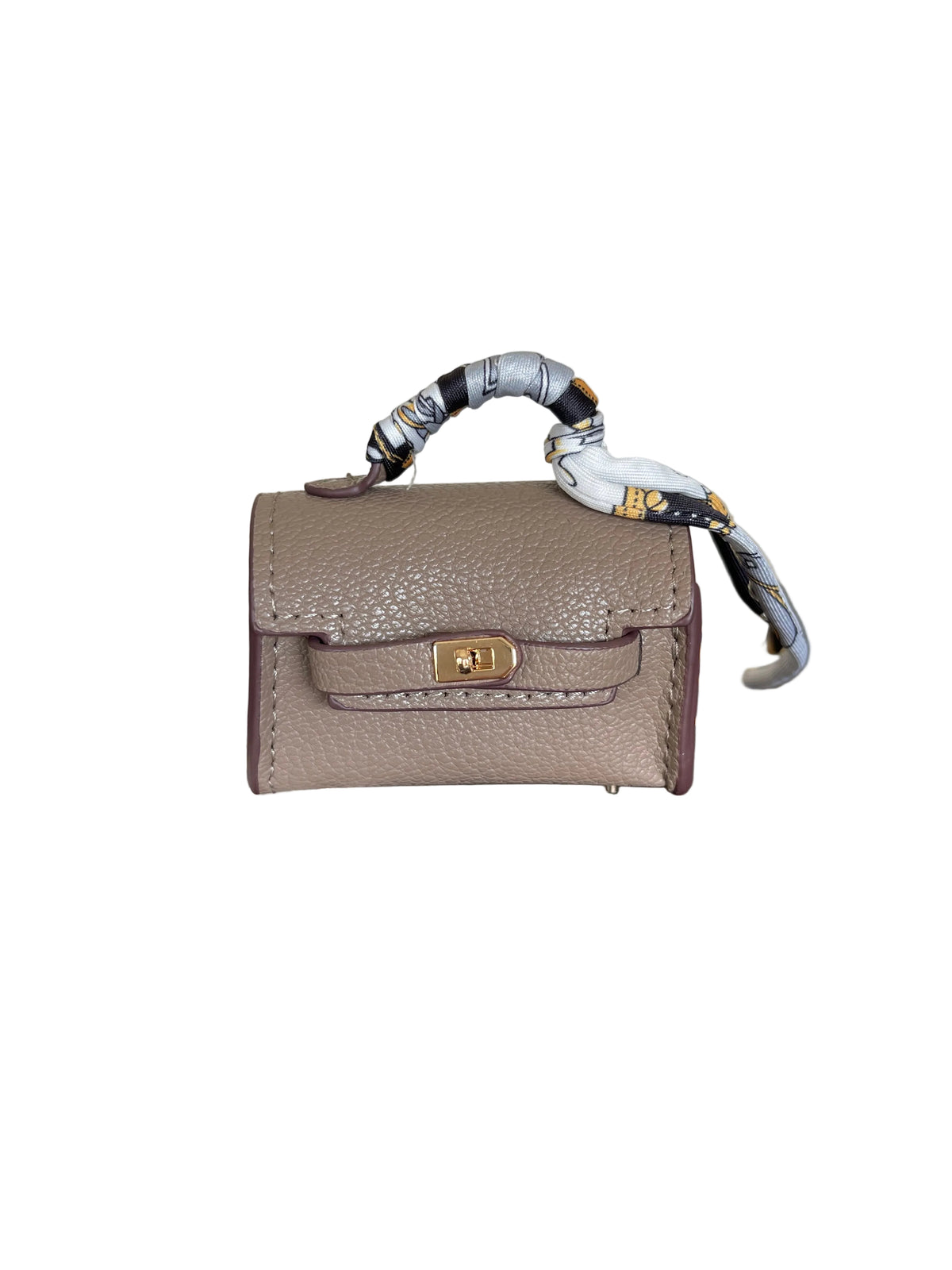 Mini Tote Leather Bag Charm with Scarf