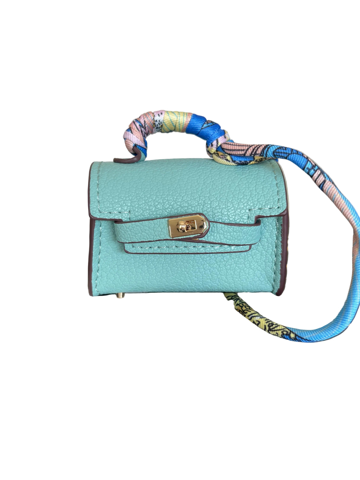 Mini Tote Leather Bag Charm with Scarf
