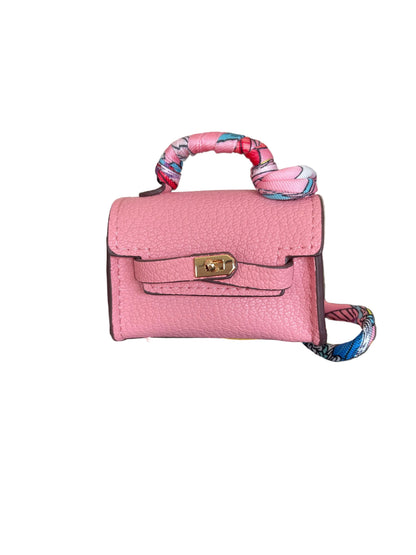 Mini Tote Leather Bag Charm with Scarf