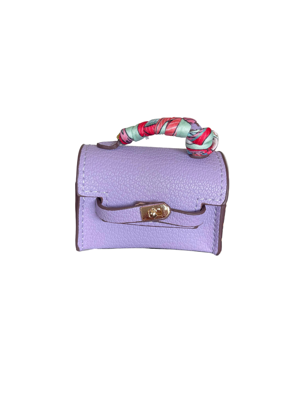 Mini Tote Leather Bag Charm with Scarf
