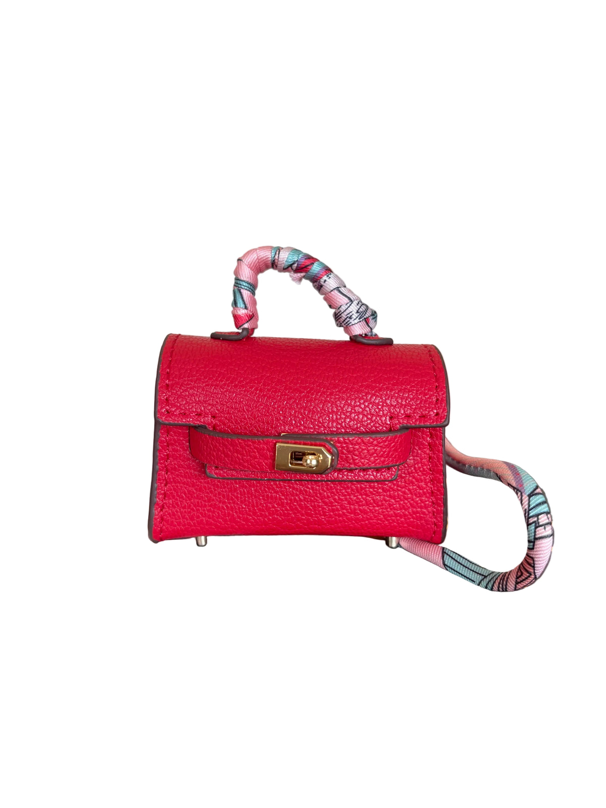 Mini Tote Leather Bag Charm with Scarf