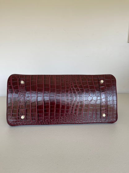 Crocodile Embossed Genuine Leather Shoulder Bag