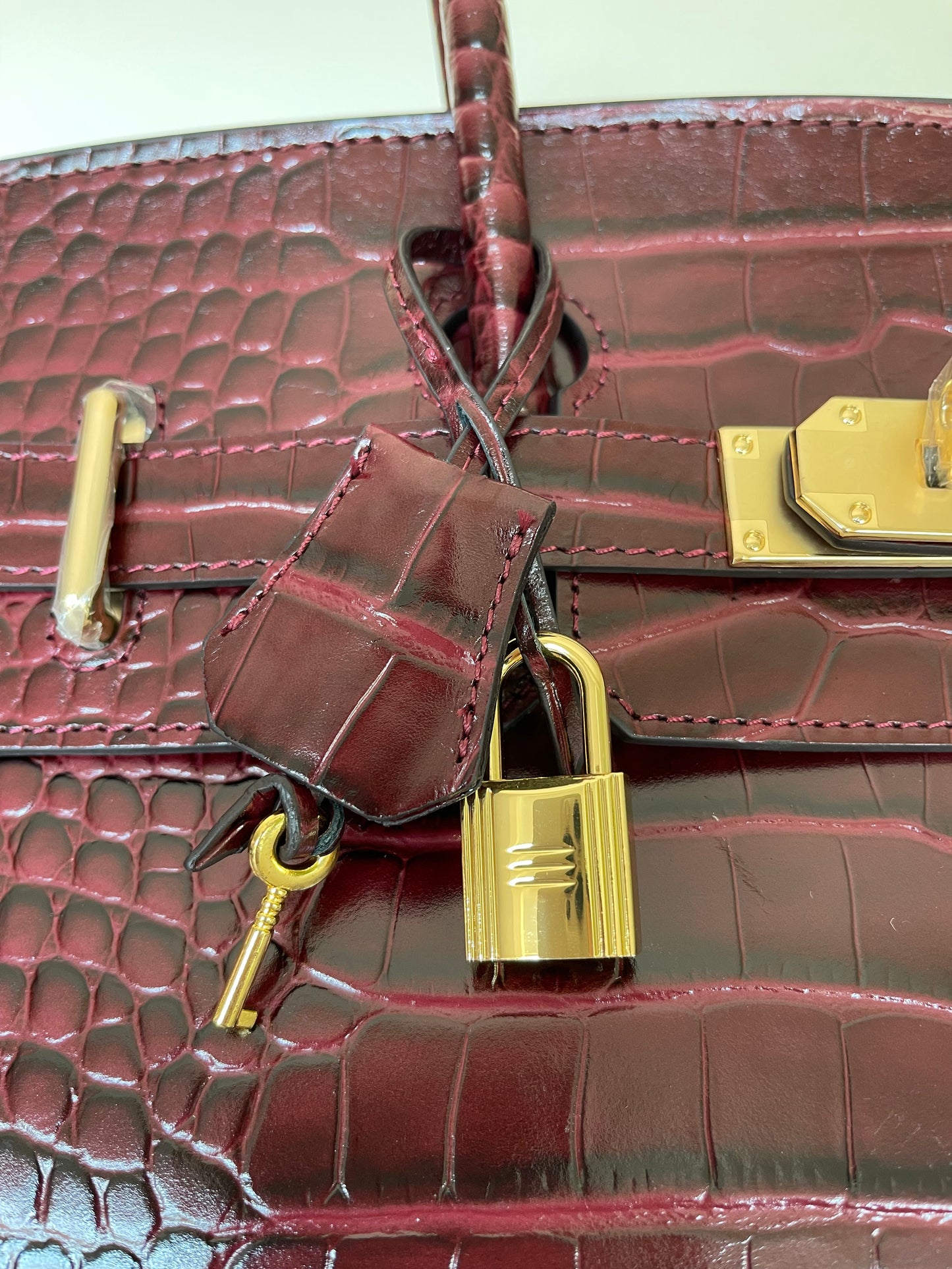 Crocodile Embossed Genuine Leather Shoulder Bag