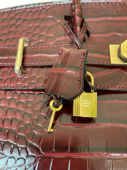 Crocodile Embossed Genuine Leather Shoulder Bag