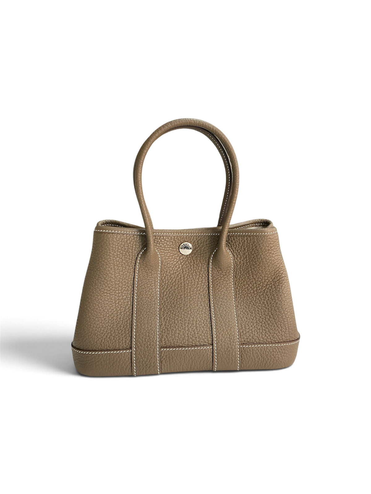 The Mini Tote, Togo Leather with Contrast Stitching, Silver Hardware