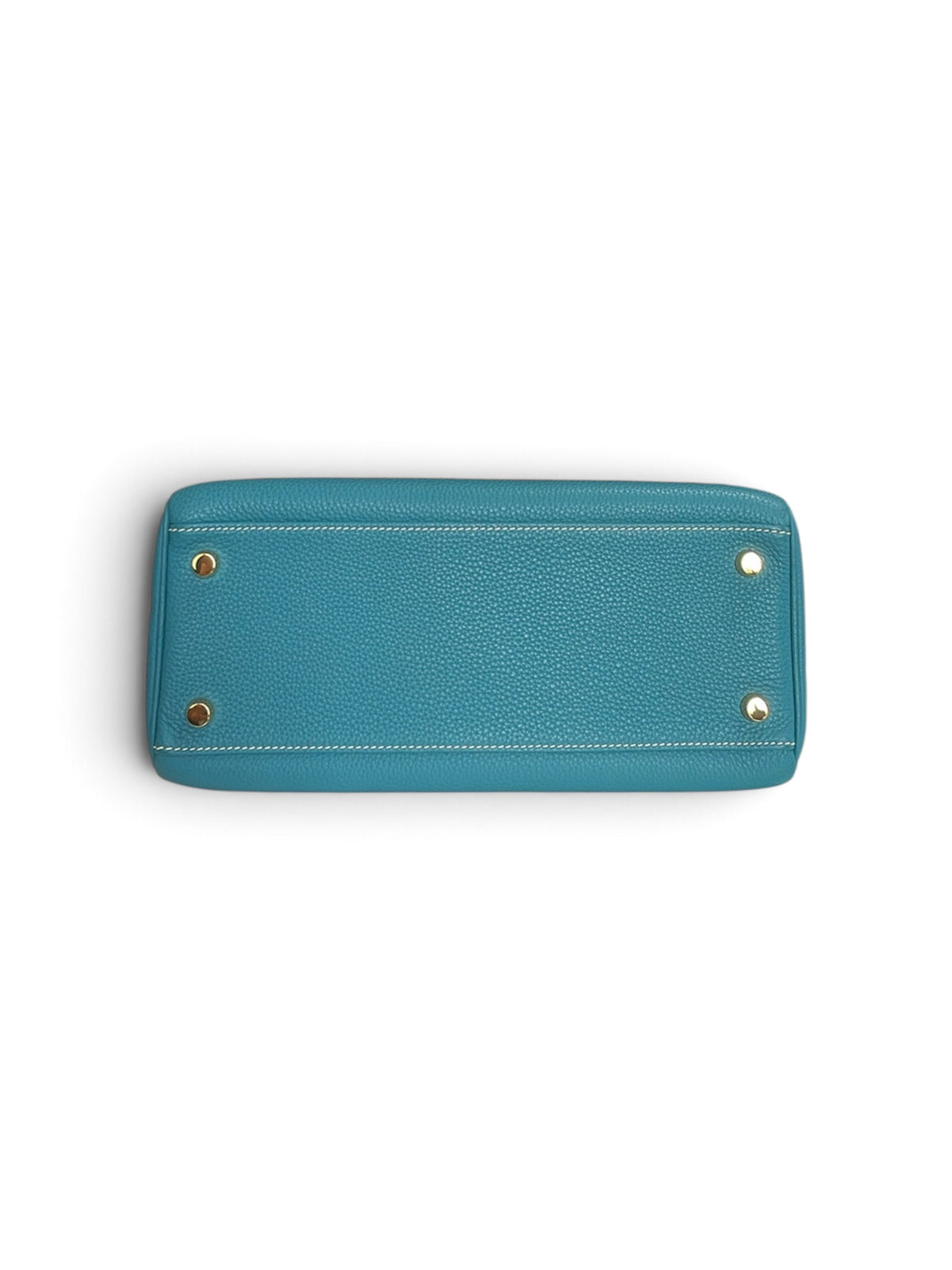 Structured Top-Handle Bag - Teal Togo Leather - Gold Hardware - Strap, Lock & Key