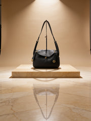 Togo Leather Rounded Top-Handle Bag, Gold Hardware