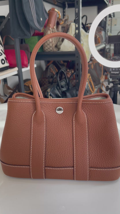 The Mini Tote, Togo Leather with Contrast Stitching, Silver Hardware